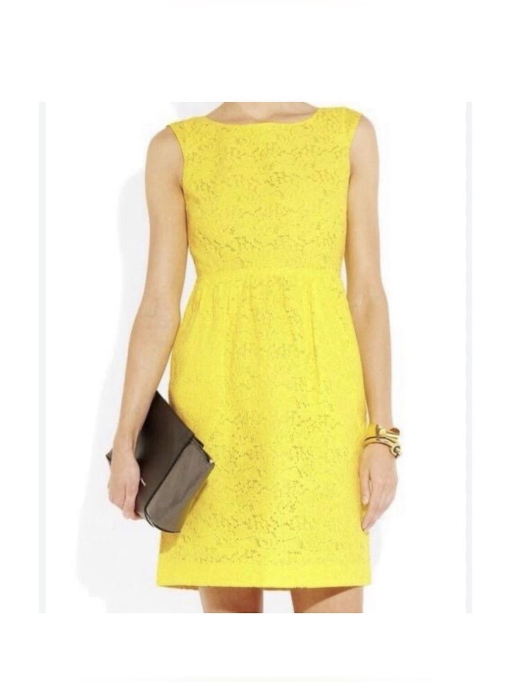 J. Crew Petite sz 2P yellow floral lace overlay dress coquette colorful romantic
